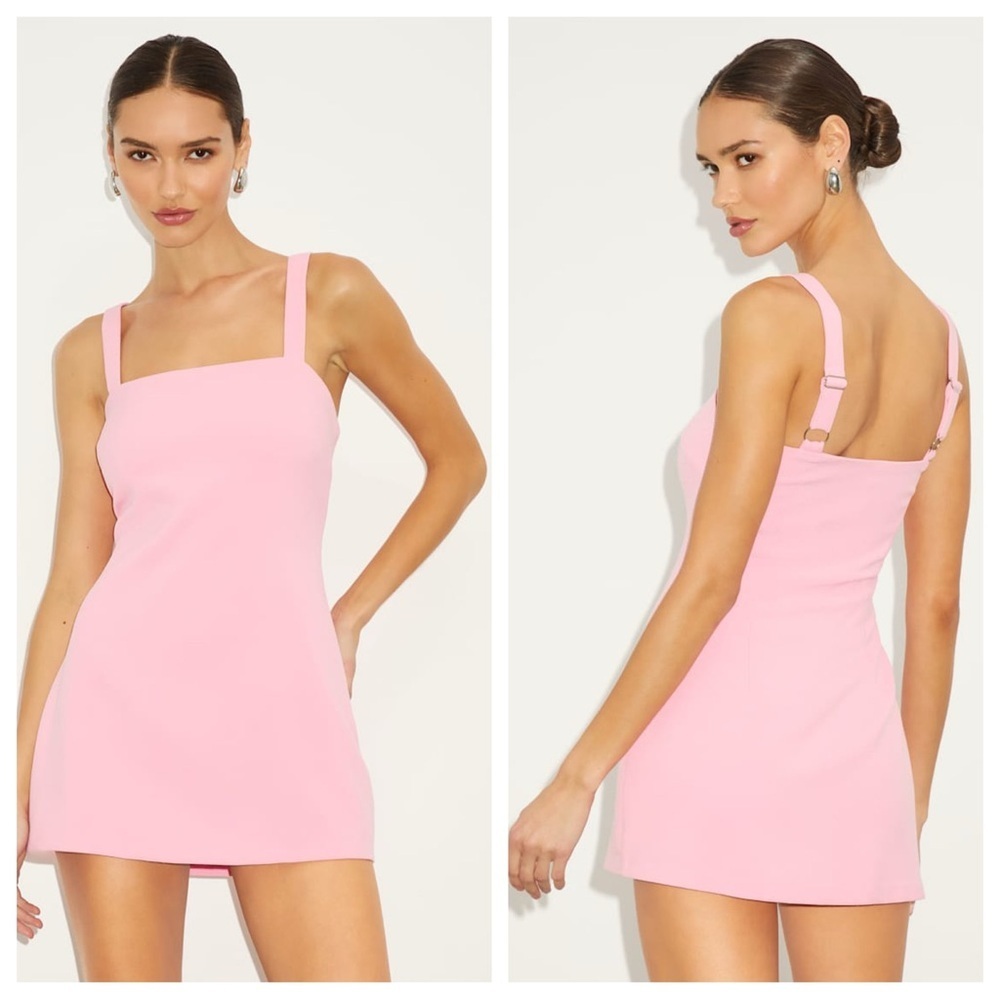 Lulu's Baby Pink Square-Neck Mini Dress